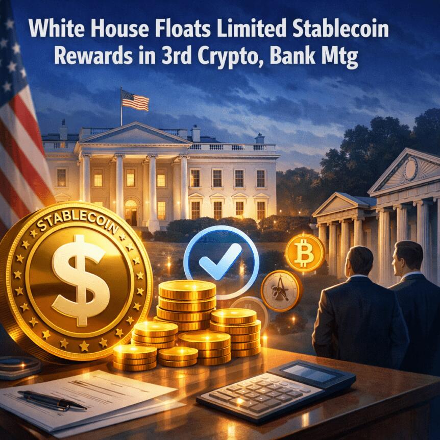 White House Floats Limited Stablecoin Rewards in 3rd Crypto, Bank Mtg