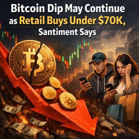 Bitcoin Dip May Continue As Retail Buys Under $70k, Santiment Says