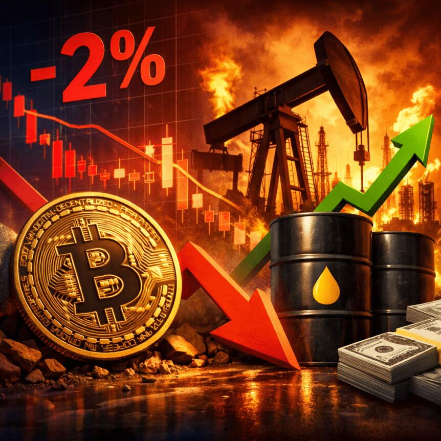Bitcoin Falls 2% as Oil Prices Rally on Energy Shortage Fears