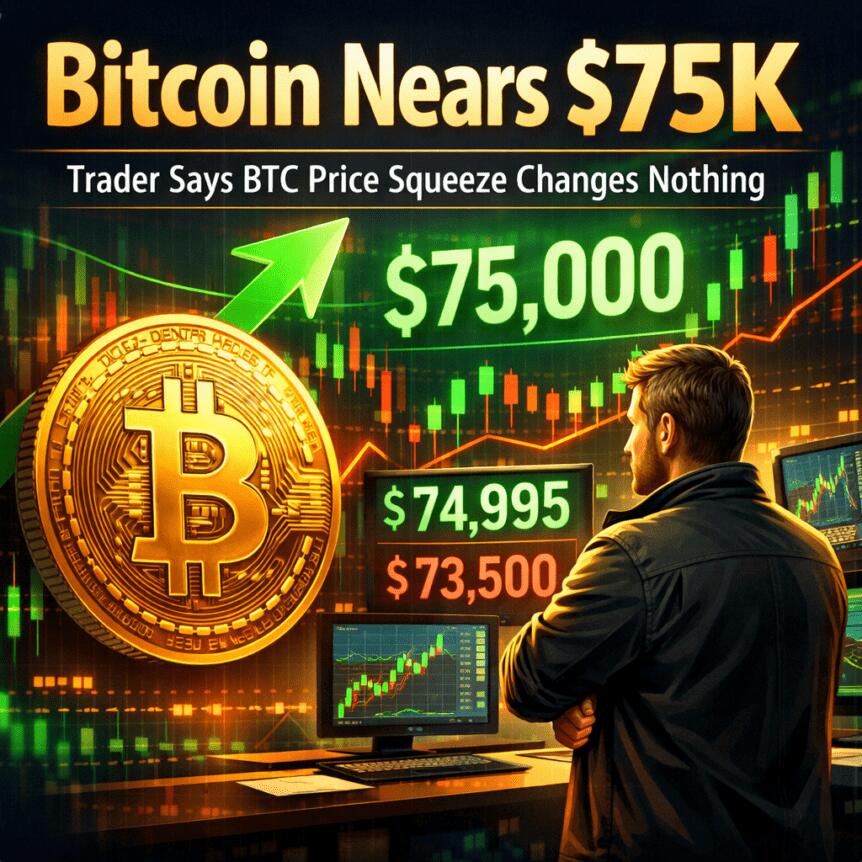 Bitcoin Nears $75K as Trader Says BTC Price Squeeze Changes Nothing Bitcoin Nears $75k As Trader Says Btc Price Squeeze Changes Nothing