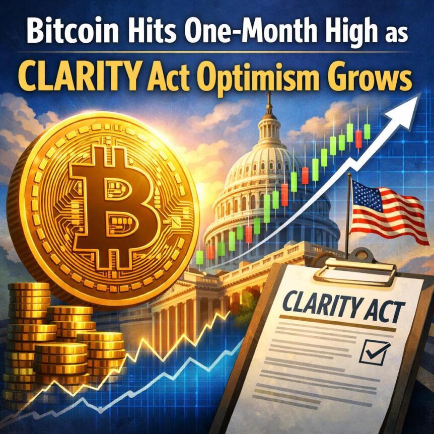 Bitcoin hits one-month high as CLARITY Act optimism grows