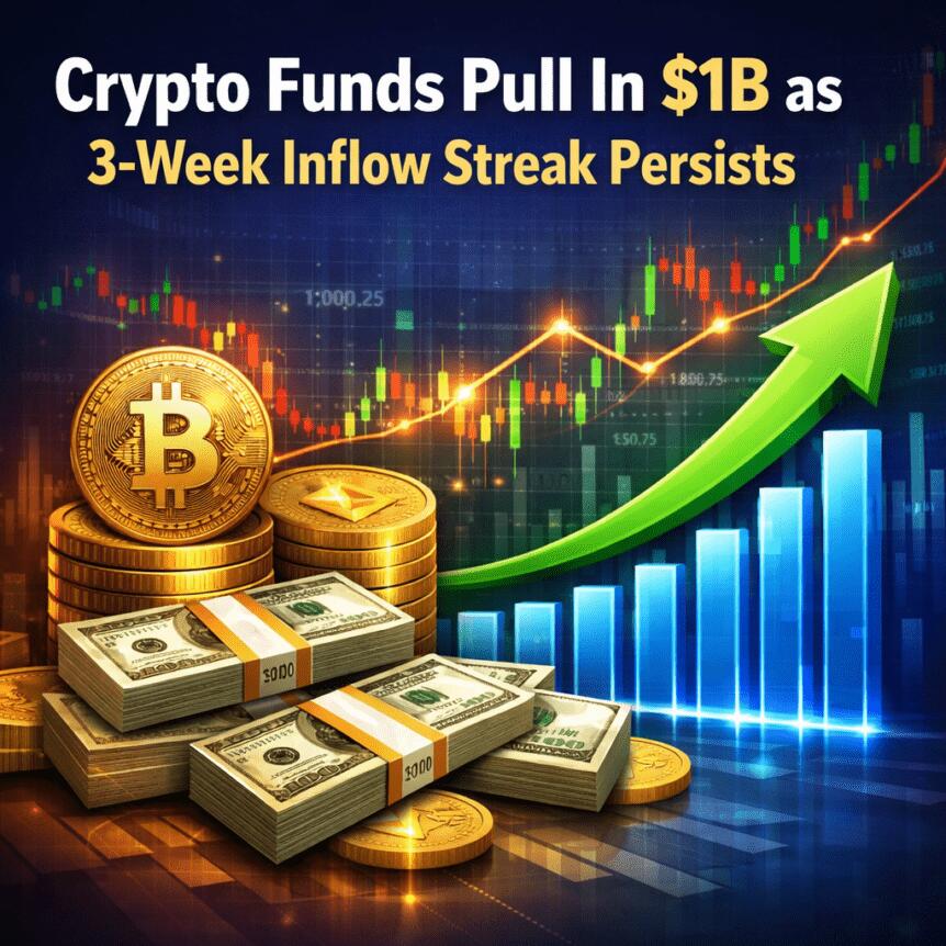 Crypto Funds Pull In $1B as 3-Week Inflow Streak Persists