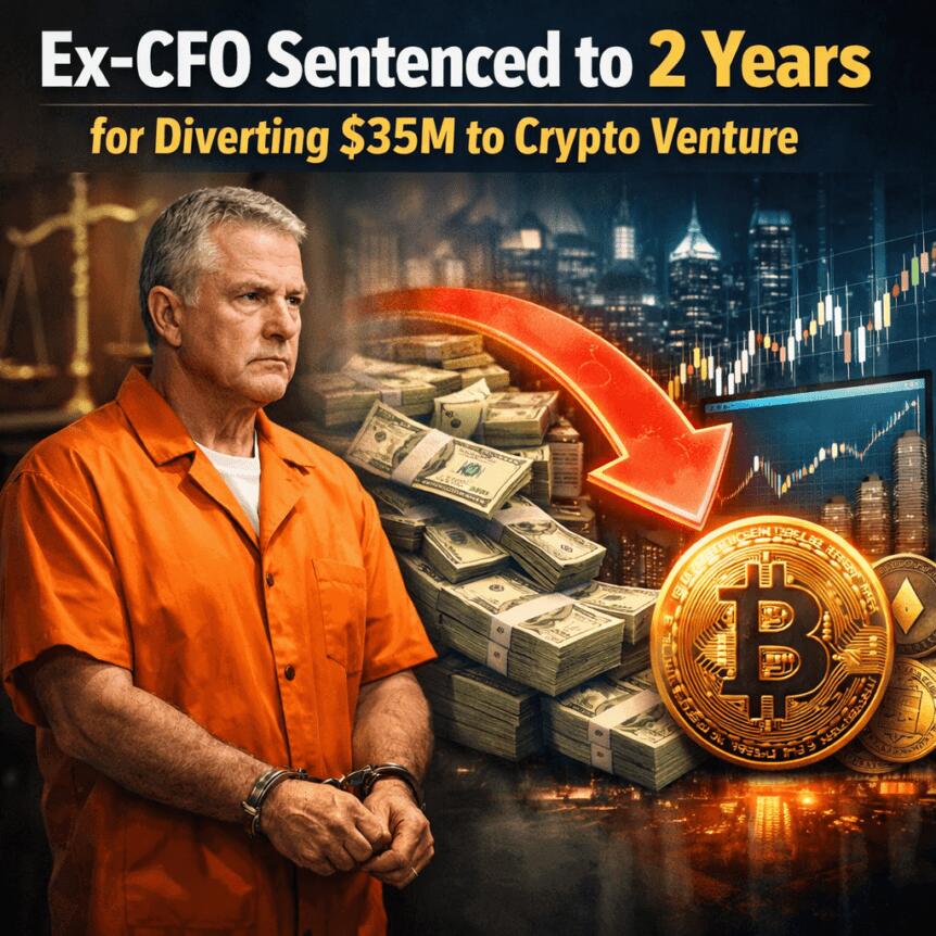 Ex-CFO Sentenced to 2 Years for Diverting $35M to Crypto Venture