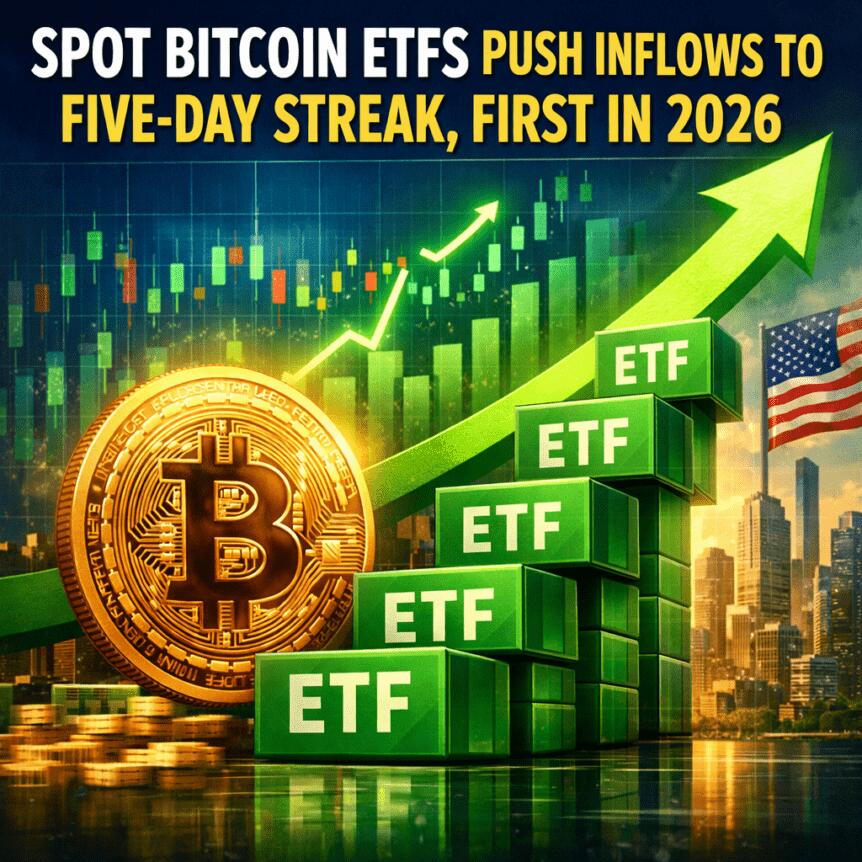 Spot Bitcoin ETFs Push Inflows to Five-Day Streak, First in 2026