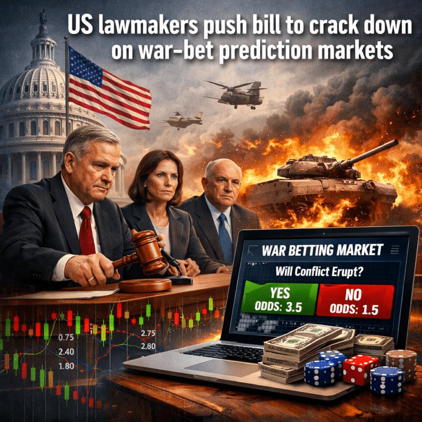 US lawmakers push bill to crack down on war-bet prediction markets