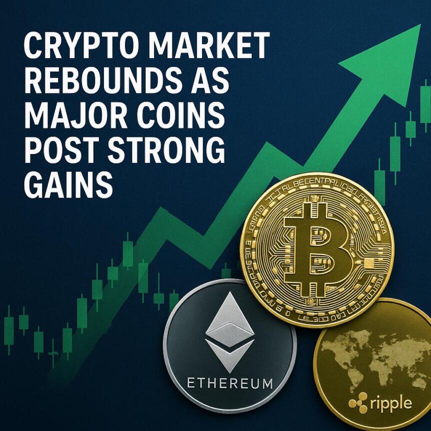 Crypto Market Rebounds as Major Coins Post Strong Gains
