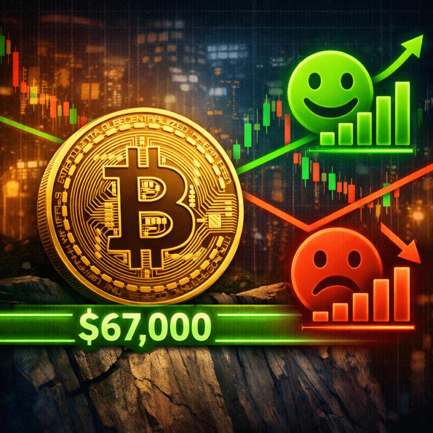 Bitcoin Holds $67K Support as Sentiment Diverges From Price