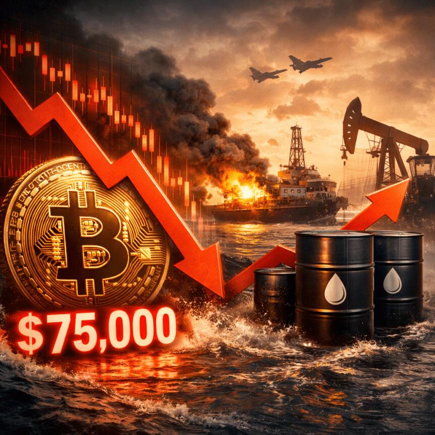 Bitcoin Slides To $75k As Hormuz Strait Closure Elevates Oil Markets