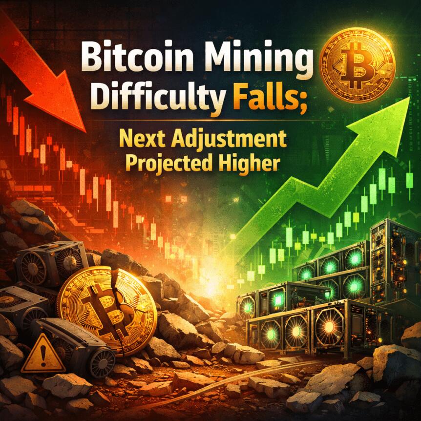 Bitcoin Mining Difficulty Falls; Next Adjustment Projected Higher