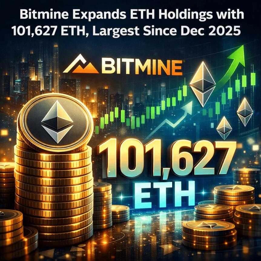 Bitmine Expands Eth Holdings With 101,627 Eth, Largest Since Dec 2025