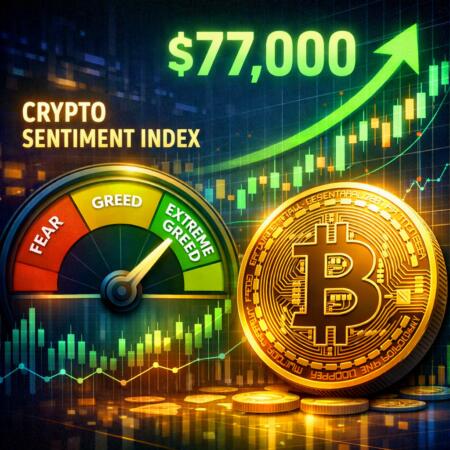 Crypto Sentiment Index Hits 3-Month High As Bitcoin Maintains $77k