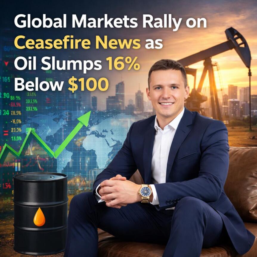 Global Markets Rally on Ceasefire News as Oil Slumps 16% Below $100