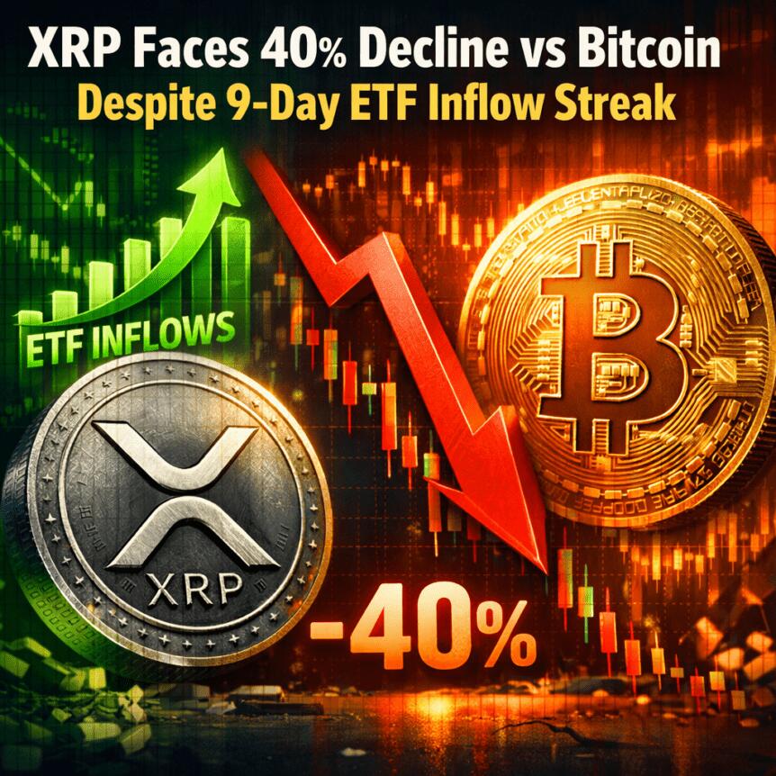 Xrp Faces 40% Decline Vs Bitcoin Despite 9-Day Etf Inflow Streak