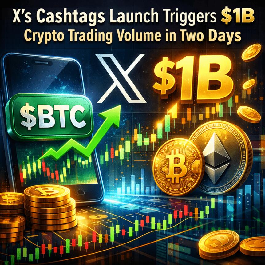 X’s Cashtags Launch Triggers $1B Crypto Trading Volume in Two Days