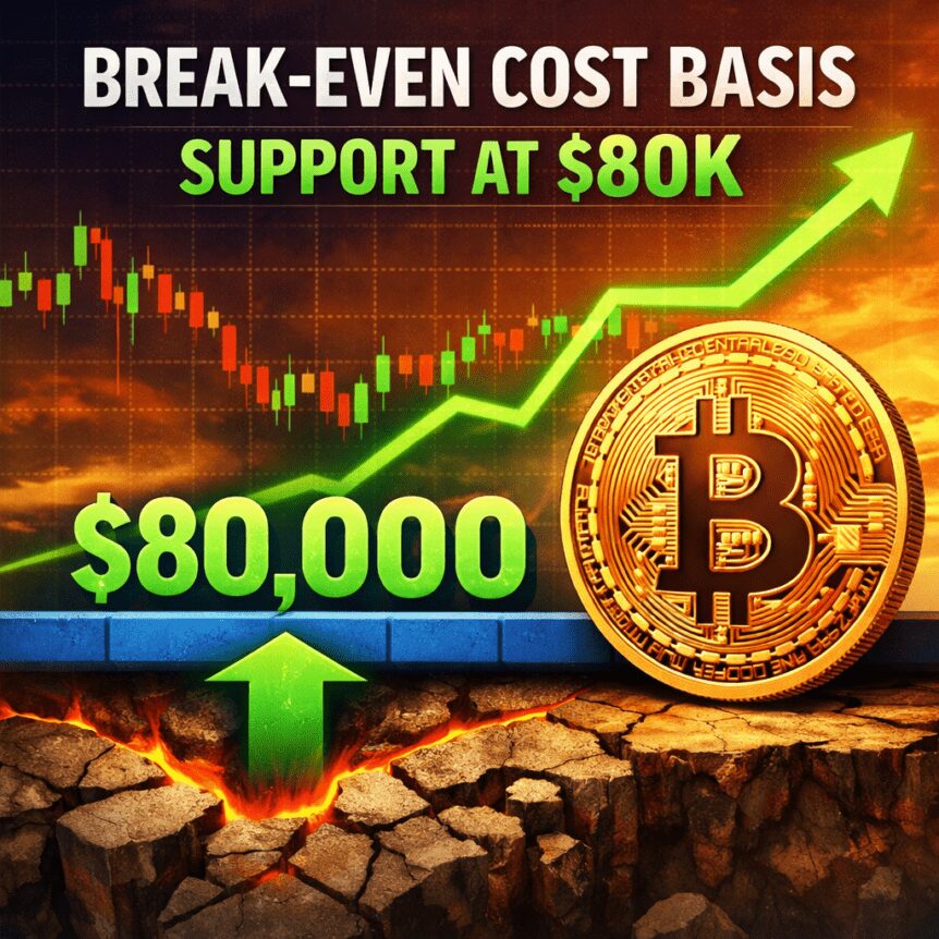 Bitcoin Near Break-Even Cost Basis As $80k Flips To First-Time Support