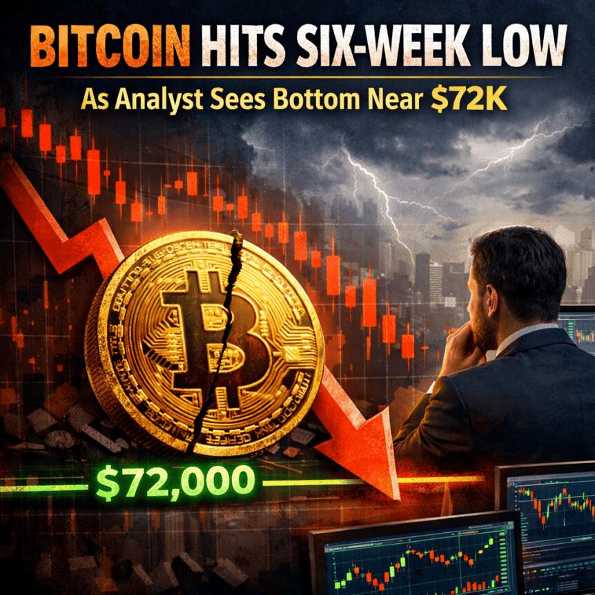 Bitcoin hits six-week low as analyst sees bottom near $72K Bitcoin Hits Six-Week Low As Analyst Sees Bottom Near $72k