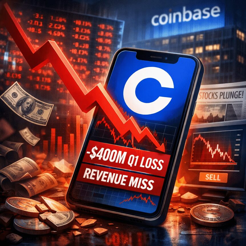 Coinbase Reports $400m Q1 Loss And Revenue Miss; Shares Slide