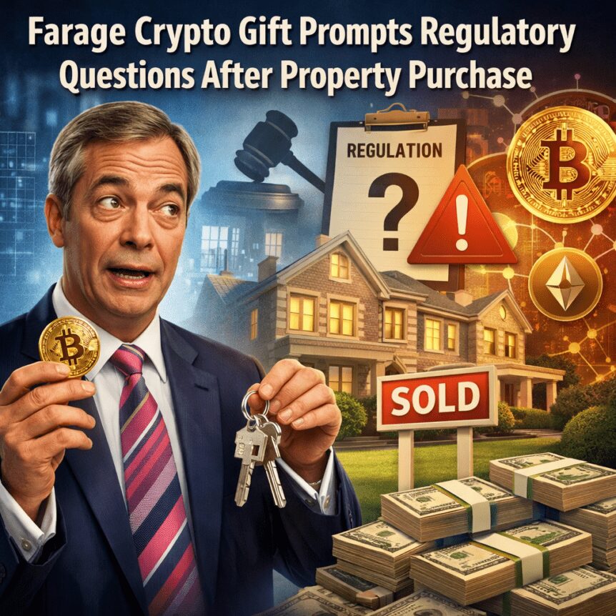 Farage Crypto Gift Prompts Regulatory Questions After Property Purchase