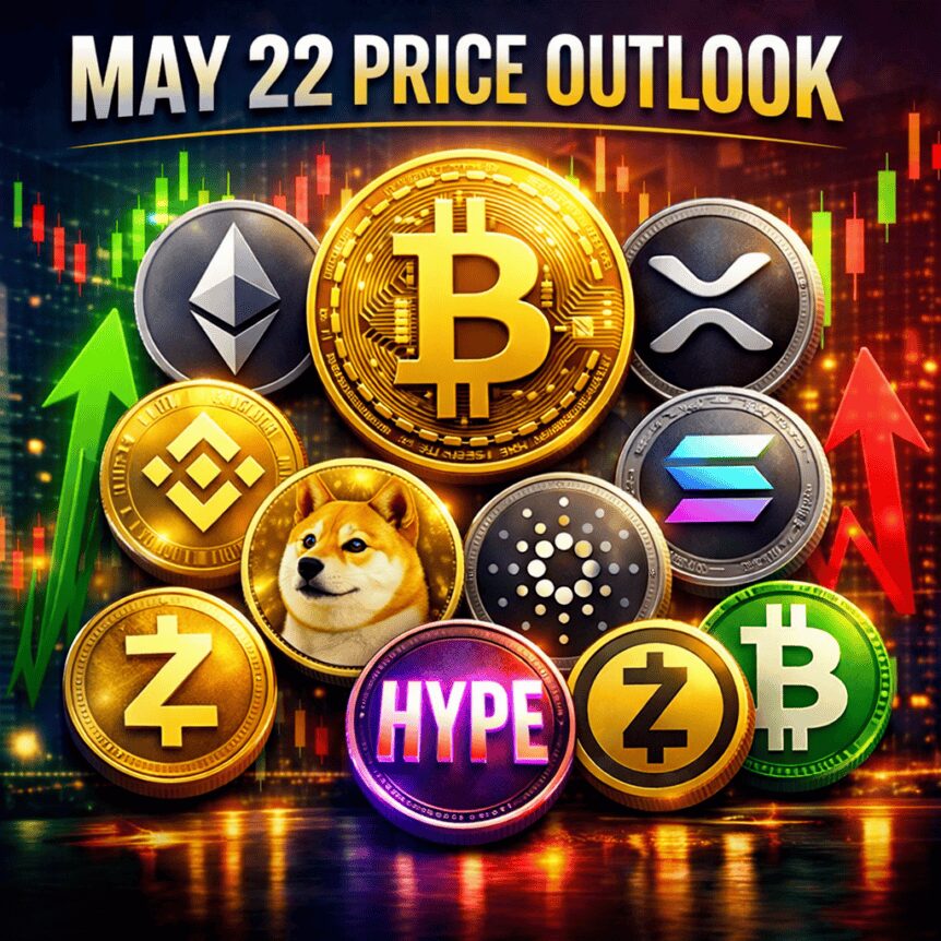 May 22 Price Outlook: Btc, Eth, Bnb, Xrp, Sol, Doge, Ada, Zec, Bch, Hype