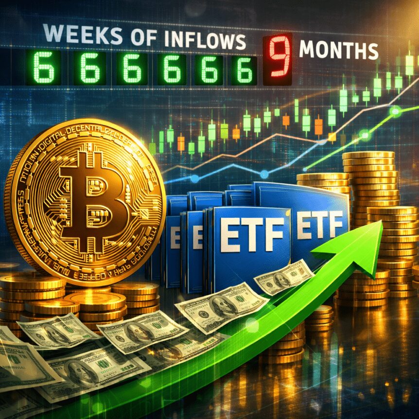 Spot BTC ETFs log 6th straight week of net inflows, first in 9 months