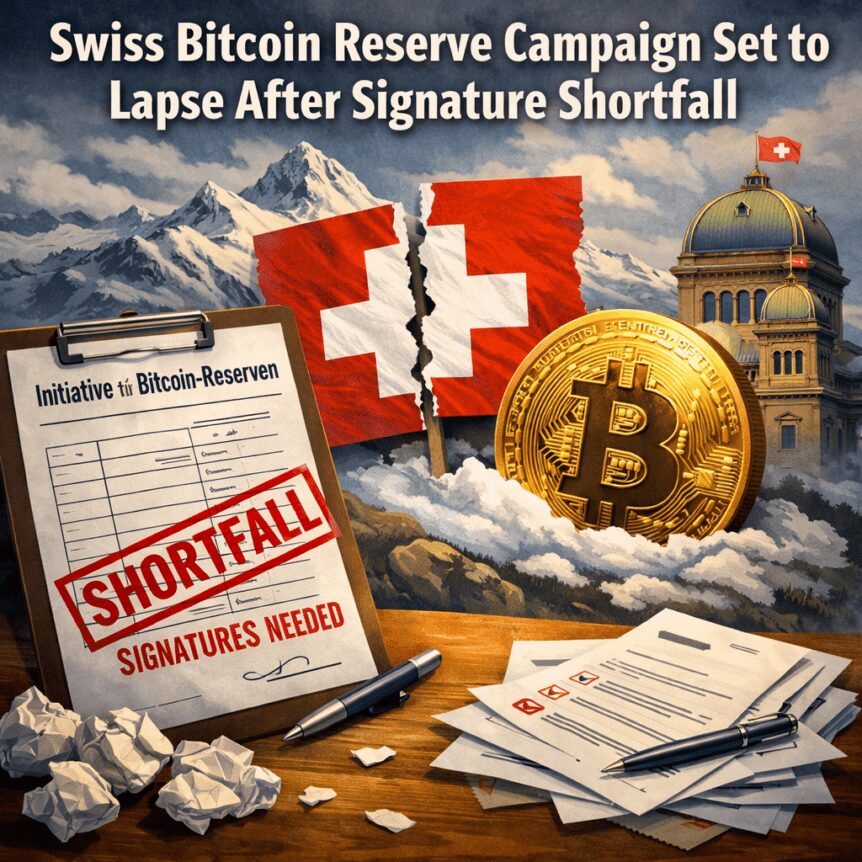 Swiss Bitcoin Reserve Campaign Set To Lapse After Signature Shortfall