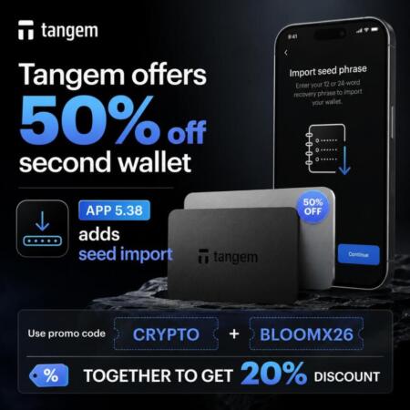 Tangem offers 50% off second wallet; App 5.38 adds seed import Tangem Offers 50% Off Second Wallet; App 5.38 Adds Seed Import