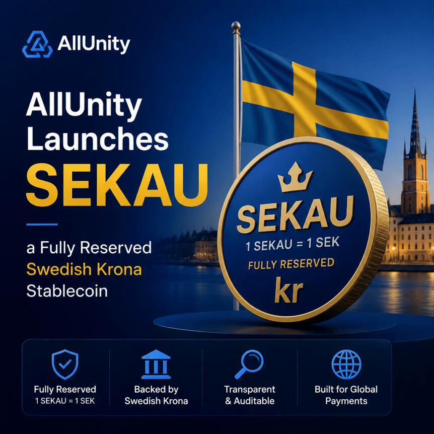 AllUnity Launches SEKAU, a Fully Reserved Swedish Krona Stablecoin