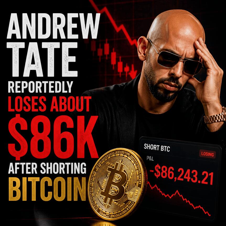 Andrew Tate reportedly loses about $86K after shorting Bitcoin Andrew Tate Reportedly Loses About $86k After Shorting Bitcoin