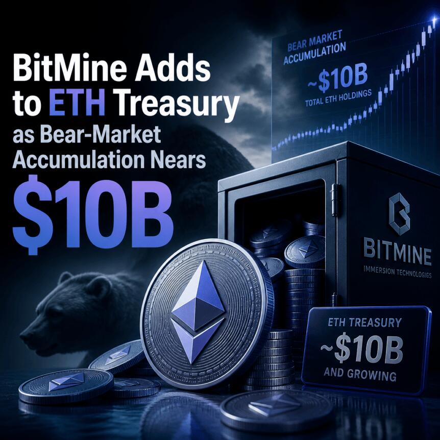 Bitmine Adds To Eth Treasury As Bear-Market Accumulation Nears $10b