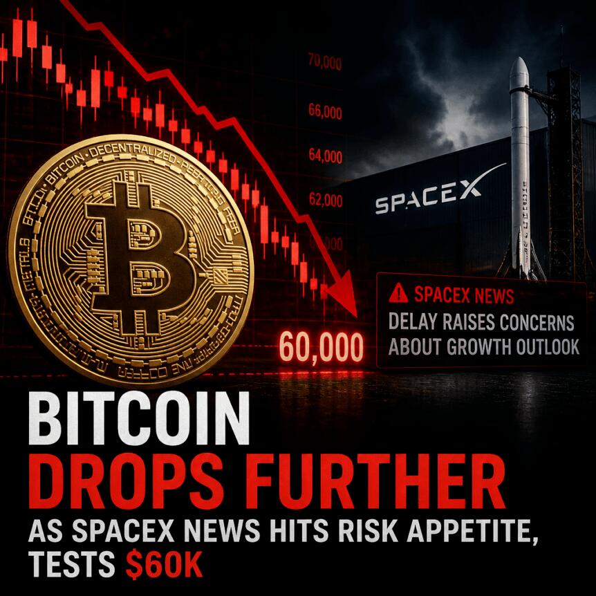 Bitcoin Drops Further as SpaceX News Hits Risk Appetite, Tests $60K Bitcoin Drops Further As Spacex News Hits Risk Appetite, Tests $60k