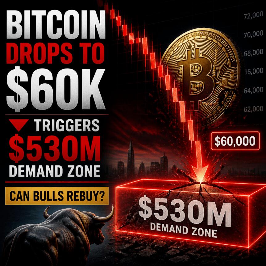 Bitcoin Drops to $60K, Triggers $530M Demand Zone—Can Bulls Rebuy? Bitcoin Drops To $60k, Triggers $530m Demand Zone—can Bulls Rebuy?