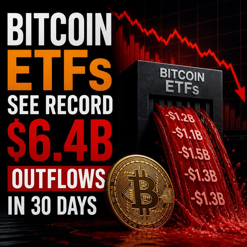 Bitcoin ETFs See Record $6.4B Outflows in 30 Days