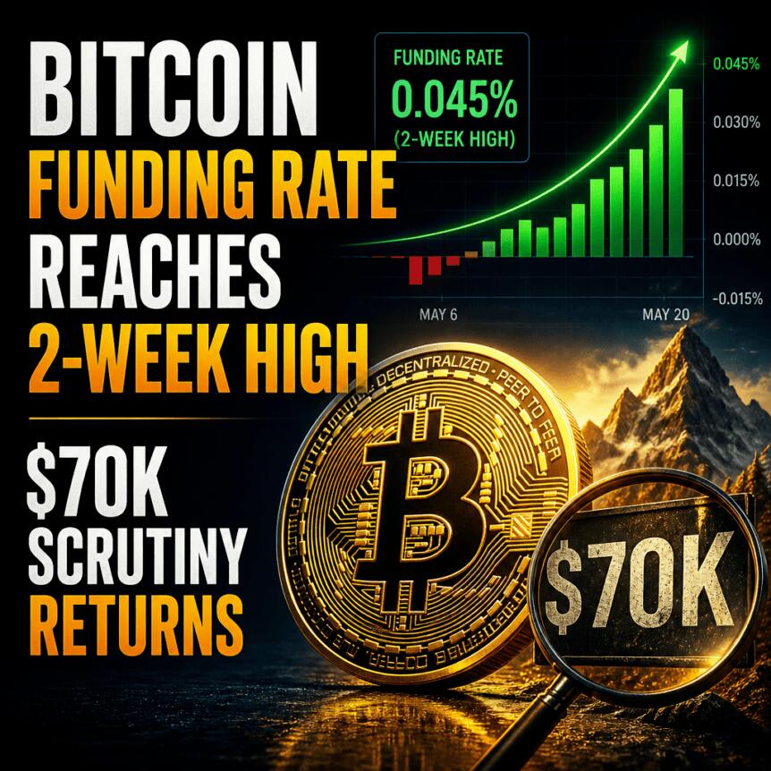 Bitcoin Funding Rate Reaches 2-Week High, $70K Scrutiny Returns