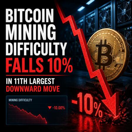Bitcoin Mining Difficulty Falls 10% In 11th Largest Downward Move