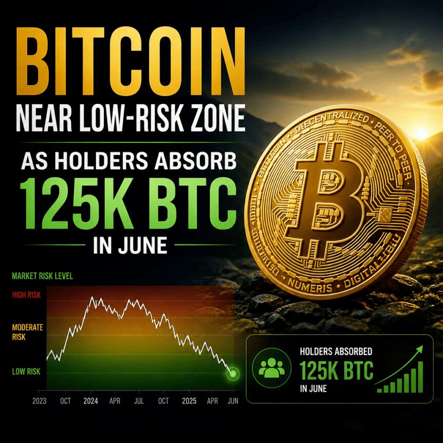 Bitcoin Near Low-Risk Zone as Holders Absorb 125K BTC in June Bitcoin Near Low-Risk Zone As Holders Absorb 125k Btc In June