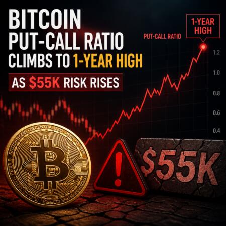 Bitcoin Put-Call Ratio Climbs To 1-Year High As $55k Risk Rises
