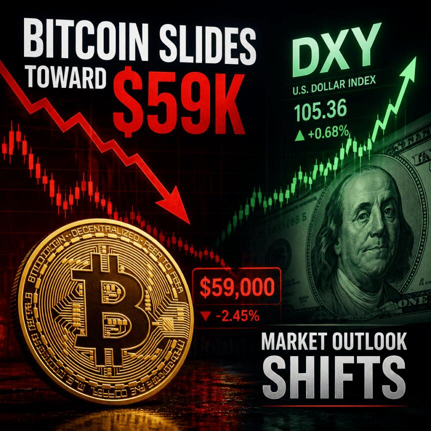 Bitcoin Slides Toward $59k As Dxy Strengthens—market Outlook Shifts