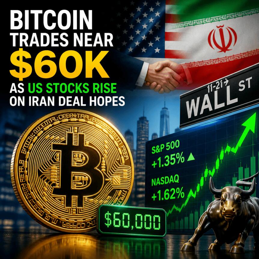 Bitcoin Trades Near $60k As Us Stocks Rise On Iran Deal Hopes