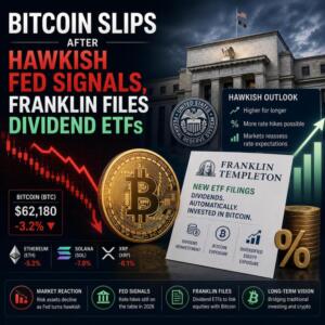 Bitcoin Slips After Hawkish Fed Signals, Franklin Files Dividend Etfs