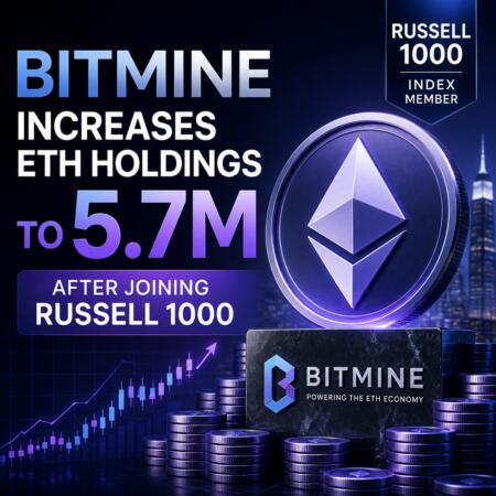 Bitmine Increases Eth Holdings To 5.7m After Joining Russell 1000