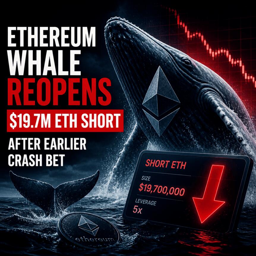 Ethereum Whale Reopens $19.7m Eth Short After Earlier Crash Bet