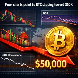 Four charts point to BTC slipping toward $50K Four Charts Point To Btc Slipping Toward $50k