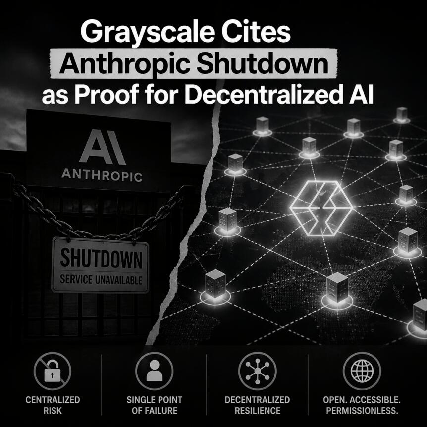 Grayscale Cites Anthropic Shutdown as Proof for Decentralized AI Grayscale Cites Anthropic Shutdown As Proof For Decentralized Ai