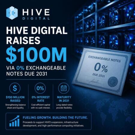 Hive Digital Raises $100m Via 0% Exchangeable Notes Due 2031