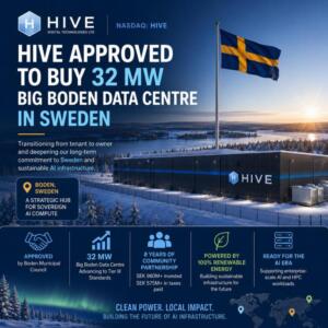 HIVE approved to buy 32 MW Big Boden data centre in Sweden Hive Approved To Buy 32 Mw Big Boden Data Centre In Sweden
