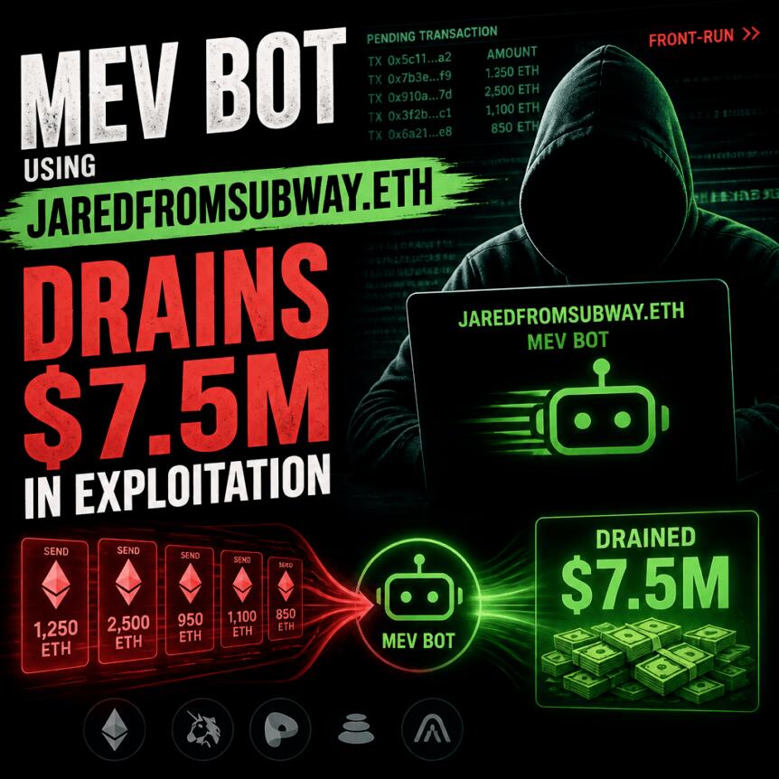 MEV Bot Using Jaredfromsubway.eth Drains $7.5M in Exploitation