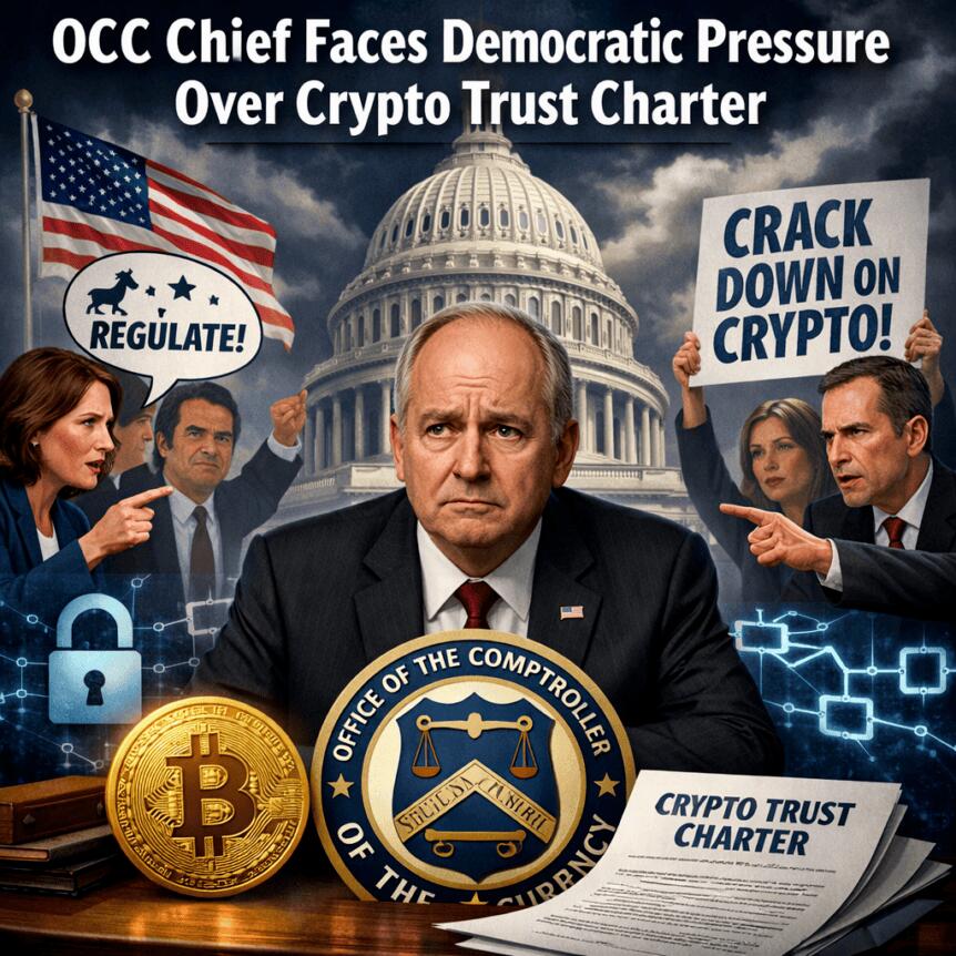 Occ Chief Faces Democratic Pressure Over Crypto Trust Charter