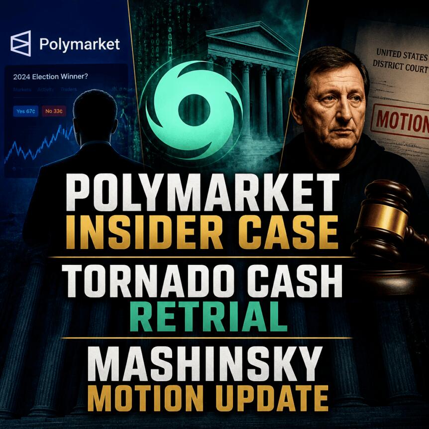 Polymarket Insider Case, Tornado Cash Retrial, Mashinsky Motion Update Polymarket Insider Case, Tornado Cash Retrial, Mashinsky Motion Update