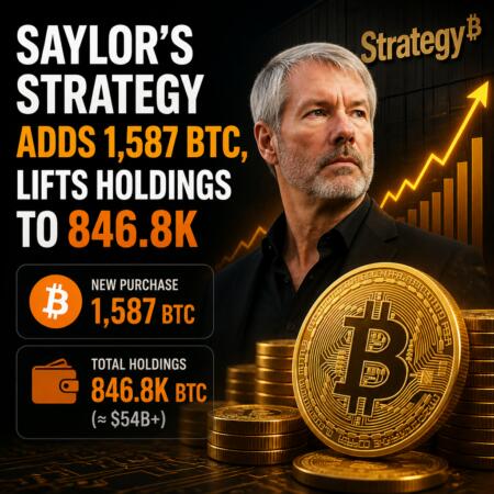 Saylor’s Strategy Adds 1,587 BTC, Lifts Holdings to 846.8K Saylor’s Strategy Adds 1,587 Btc, Lifts Holdings To 846.8k
