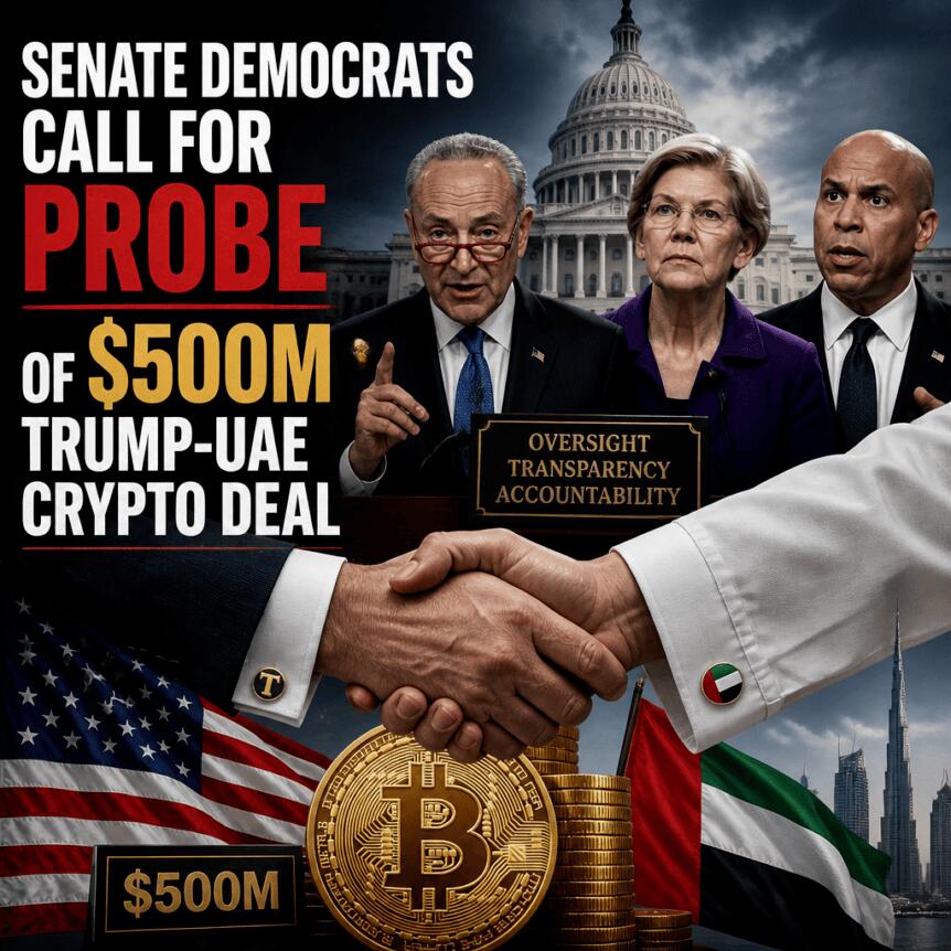 Senate Democrats Call For Probe Of $500m Trump-Uae Crypto Deal